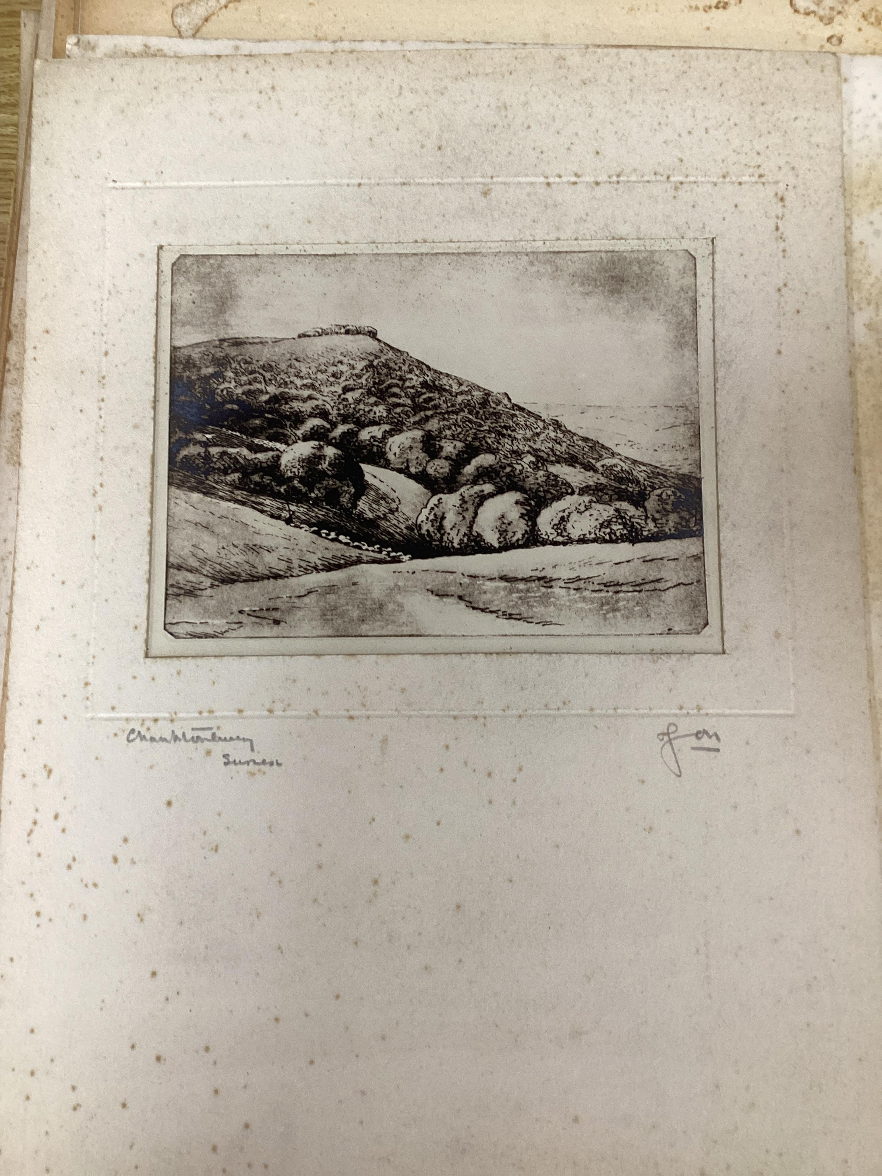 A large collection of various etchings, many signed in pencil, some local views, mounted, unframed